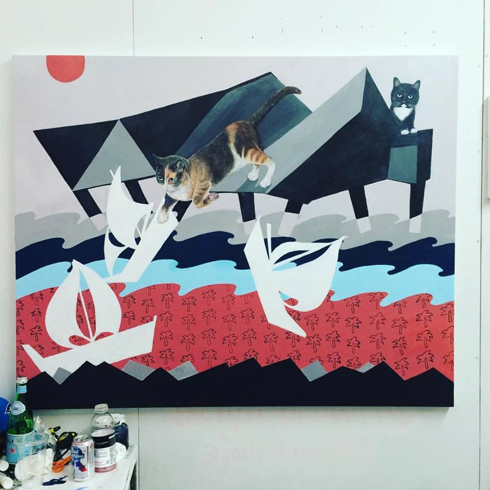 Artist Jaclyn Brown at 1717 Troutman during Bushwick Open Studios 2016.