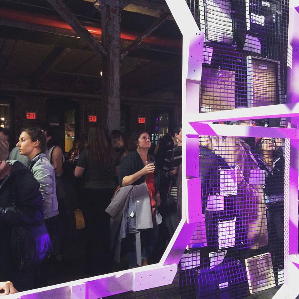 Crowd at opening reception at Knockdown Center for the Nasty Women art exhibition. Jan. 2017. Photo by Michele Witchipoo.