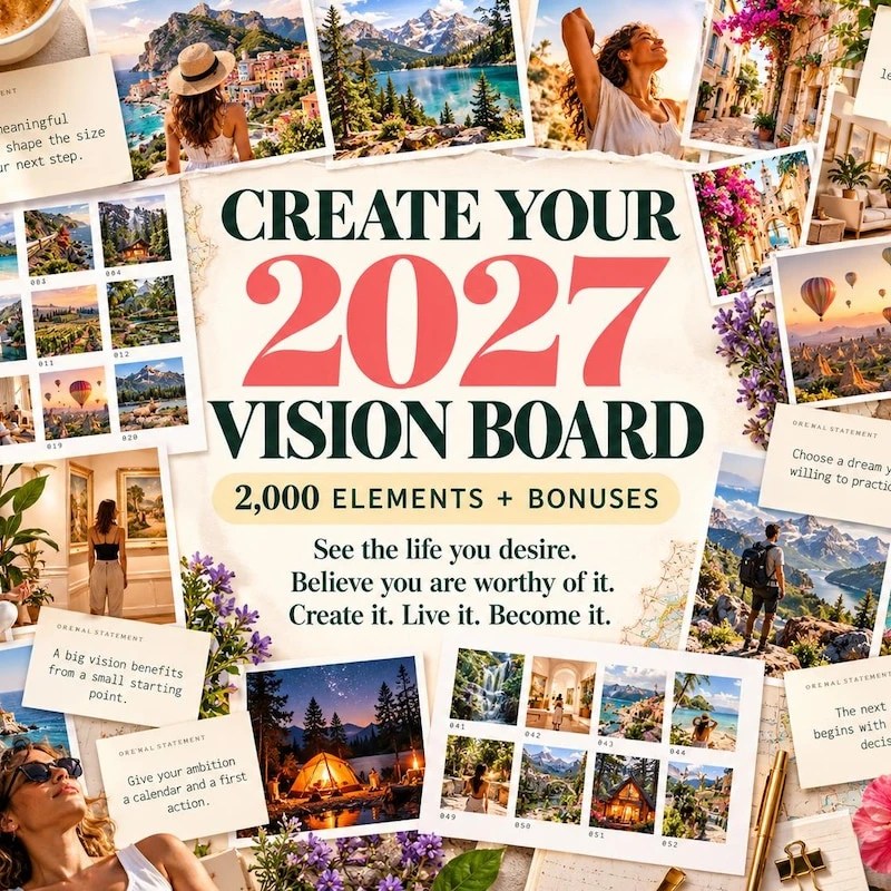 2027 Vision Board Kit printable collection from WithGratefulHeart