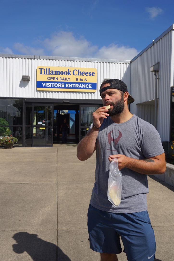 He would've bought so much more cheese if I had let him..or if we had a fridge.