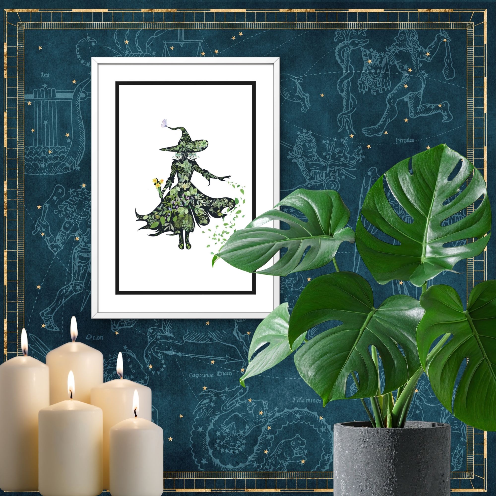 🌸 Spring Witch – Seasonal Art Print (A4, 400gsm Card)