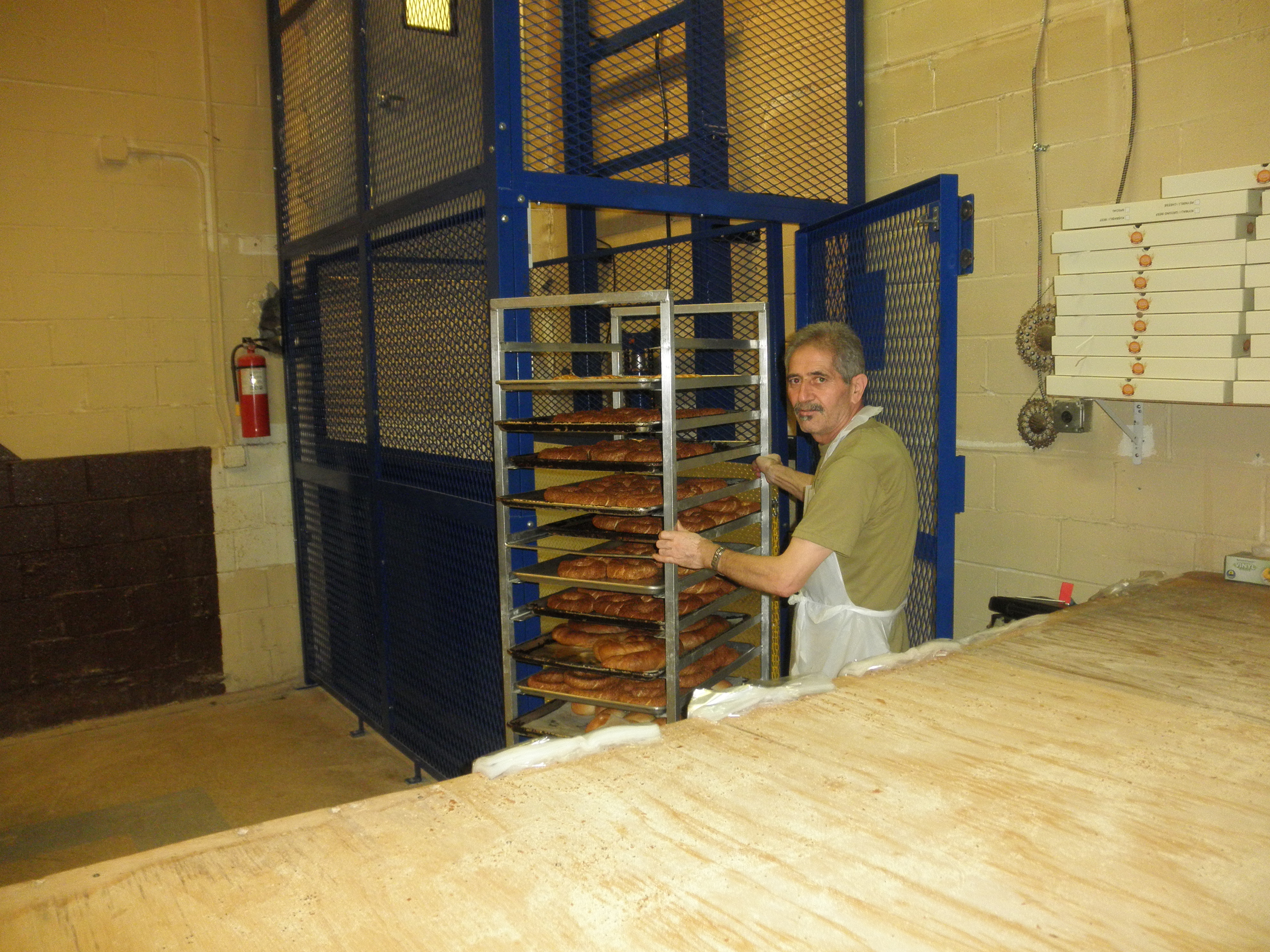 Hydraulic material lift. A Local Bakery's Before & After