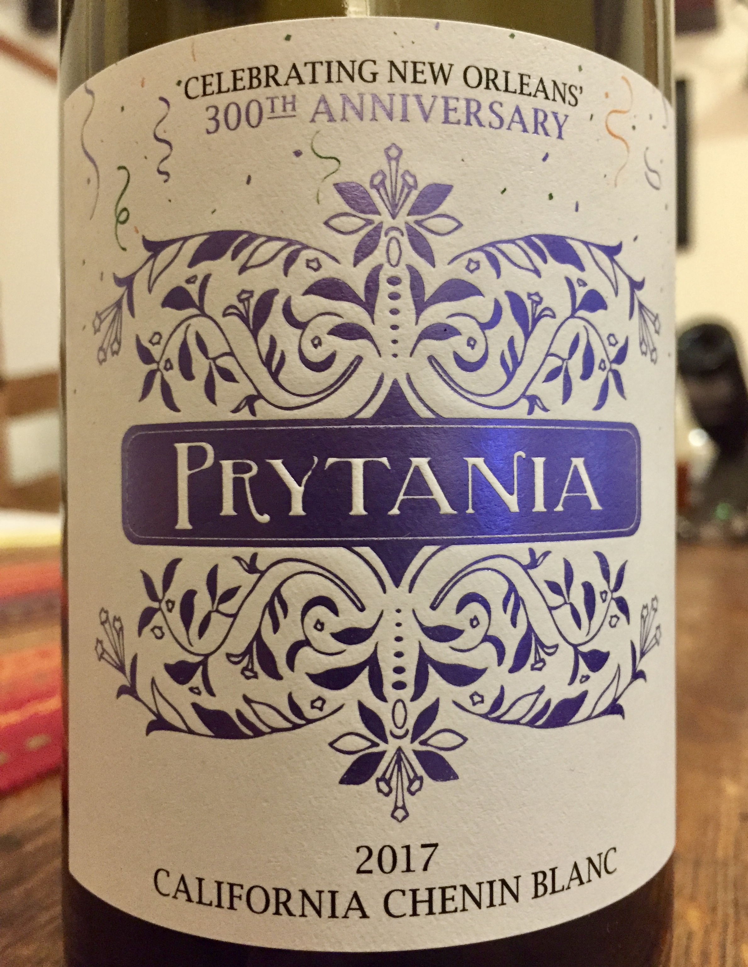 Label from bottle of Prytania Califorina Chenin Blanc 2017