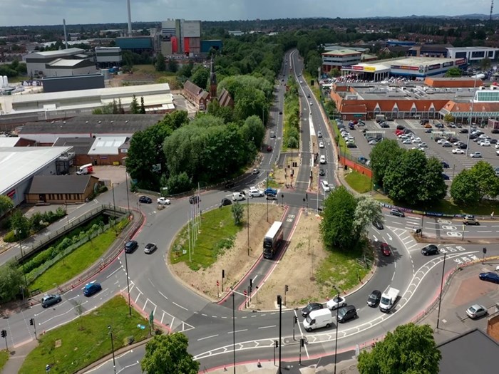 Existing bus priority measures on A45 at Heybarnes Circus