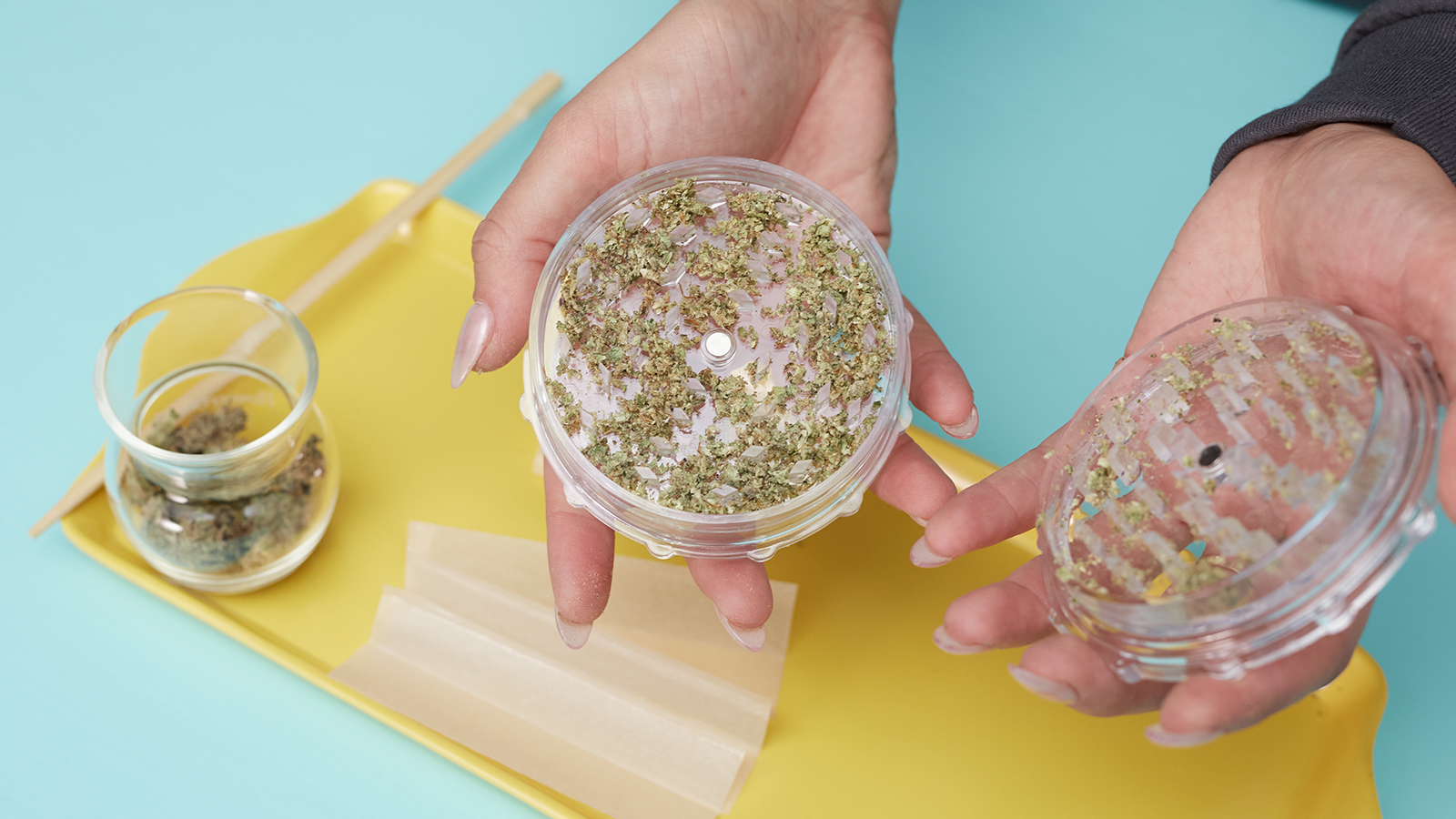 Grinding cannabis for joint rolling
