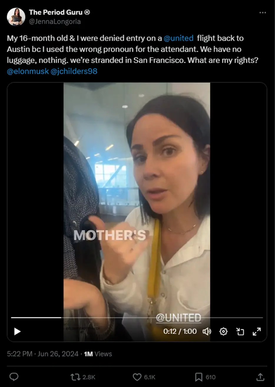 Texas Mother Says She Was Denied Boarding United Flight After “Misgendering” Flight Attendant