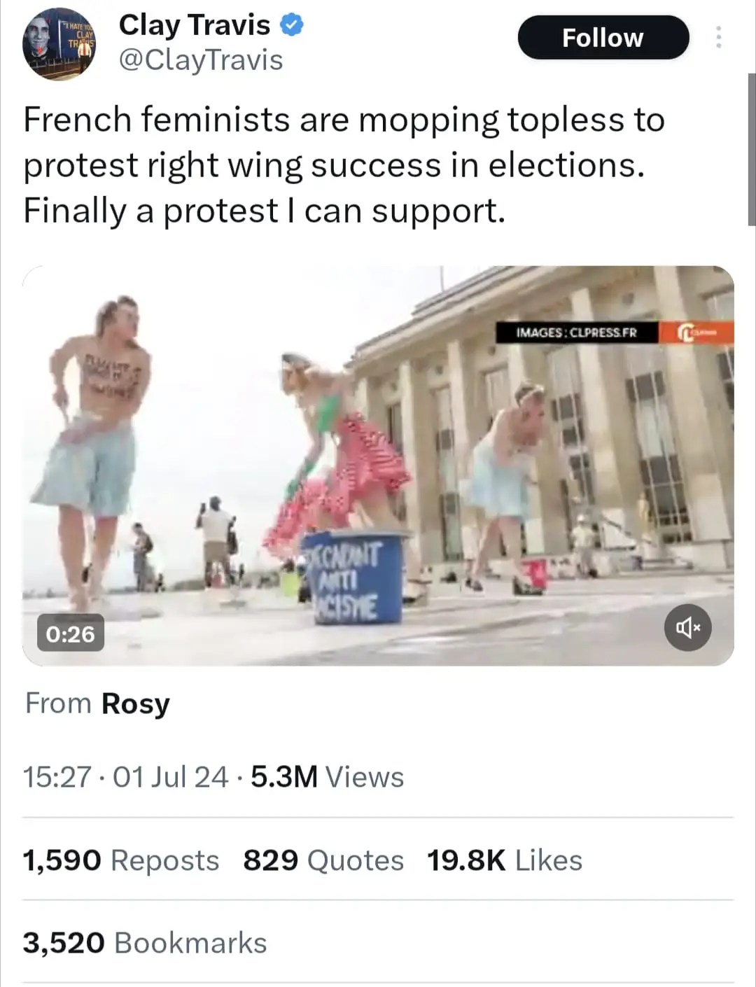 French Feminists Protest Against National Rally Support… By Topless Mopping