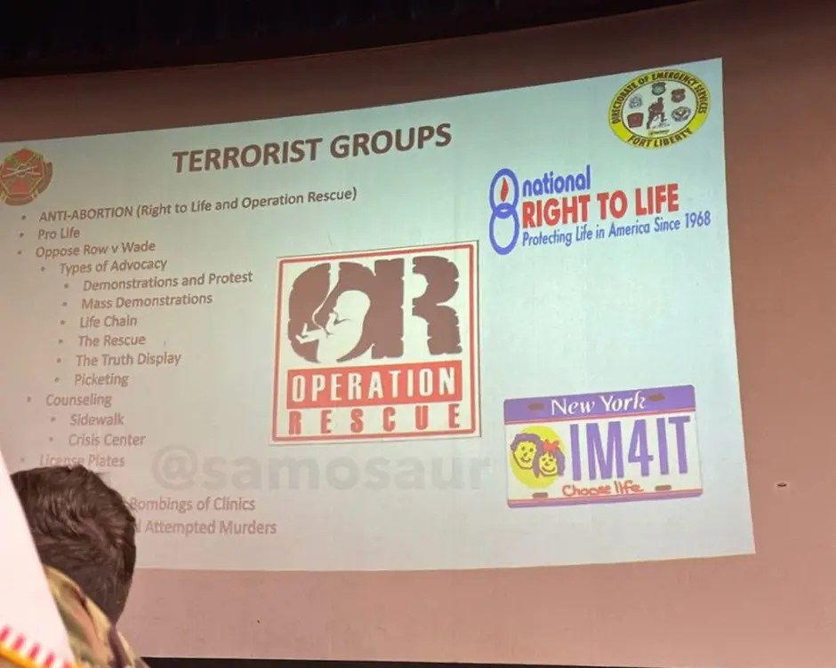Pro-Life Groups Designated “Terrorist Organizations” In Fort Liberty Presentation