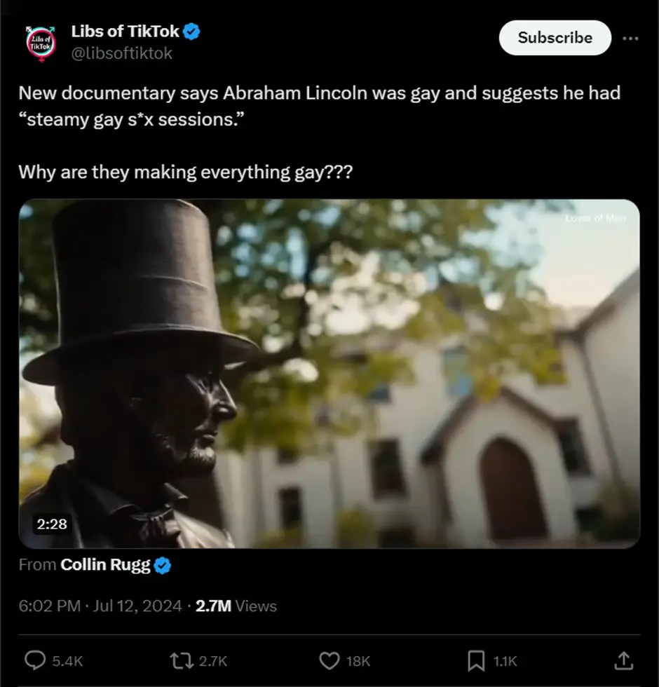 Gay-braham Lincoln? New Documentary Claims Former President Was Homosexual