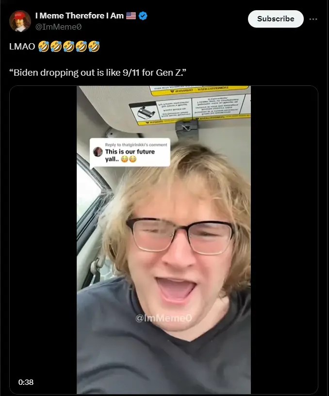 Gen Z Leftist Has Public Meltdown After Biden Steps Down