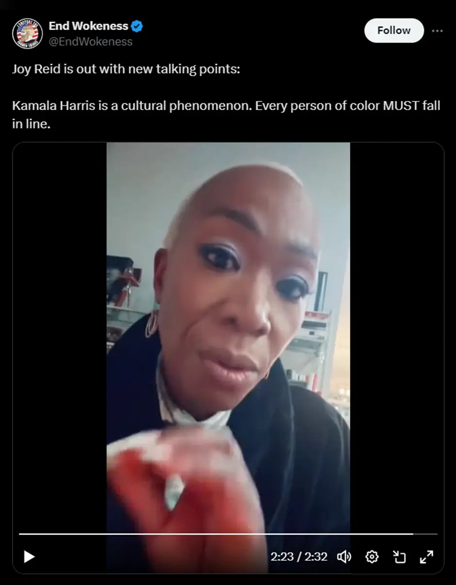 Joy Reid Says People Of Color Will “Look Real Crazy” If They Abandon “Cultural Phenomenon” Kamala Harris