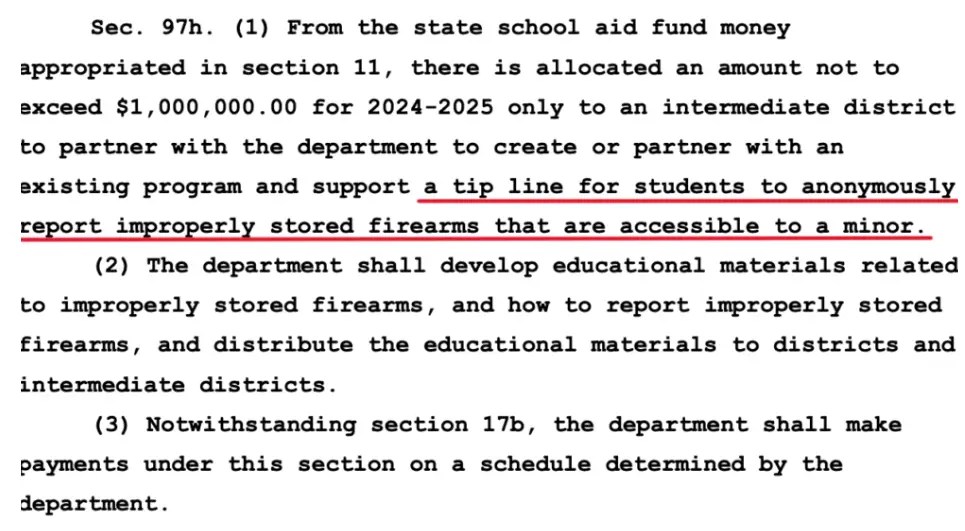 Michigan Legislature Creates Tip Line for Students to Turn in Parents for “Improperly Stored Guns”