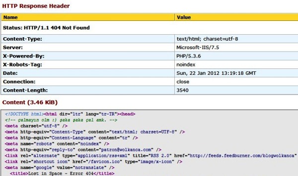 Lost Space - HTTP Header Status Lost Space - HTTP Header Status