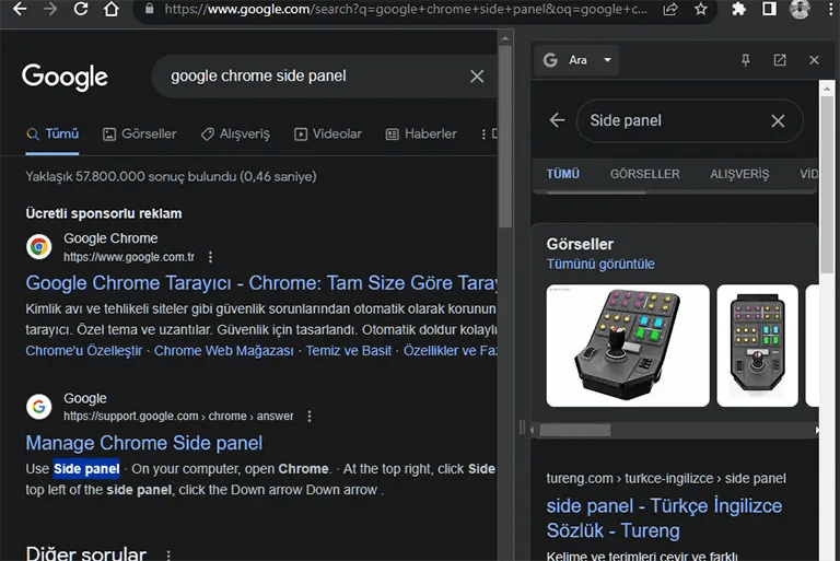 Google Chrome Righ-Click Side Search