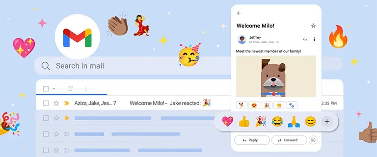 Gmail emoji ve tepkiler