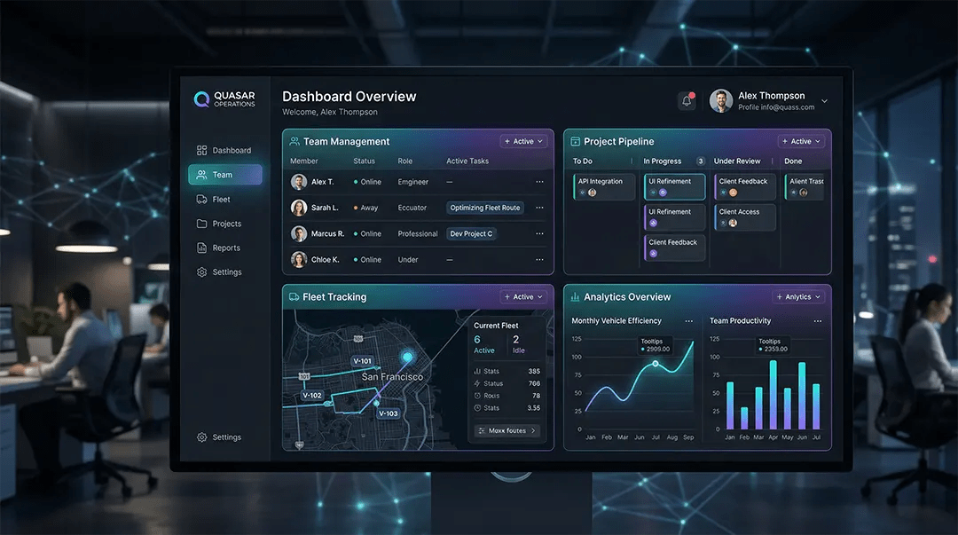 ekip yönetimi dashboard arayüzü proje ve araç takip sistemi ekranı