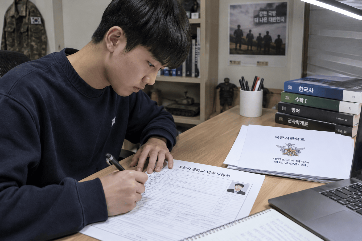 입시 지원서를 준비하는 학생