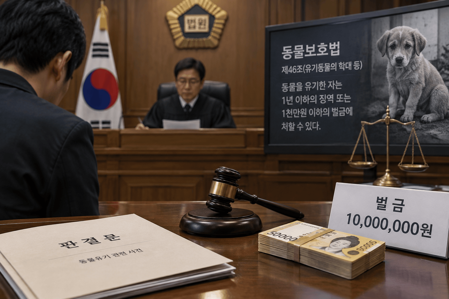 동물유기 처벌과 법정 이미지