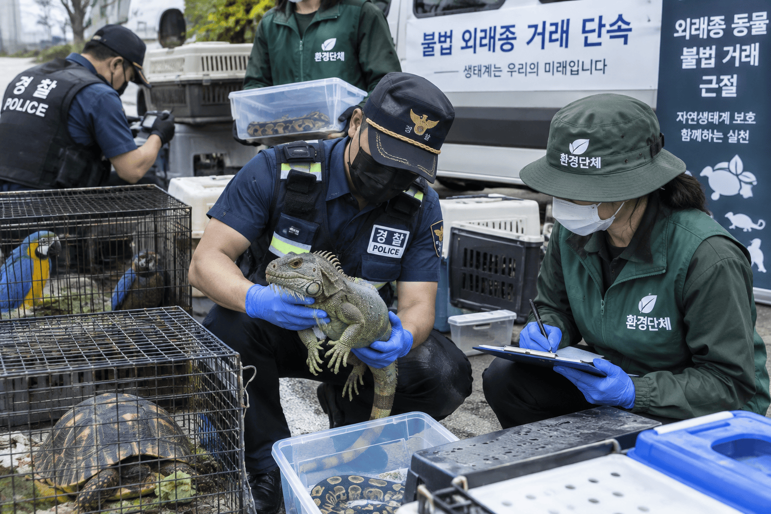 불법 외래종 거래 단속 현장
