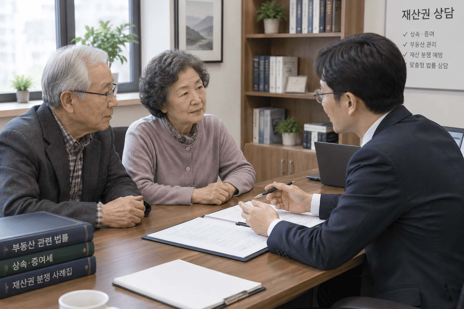 재산권 상담을 받는 조부모