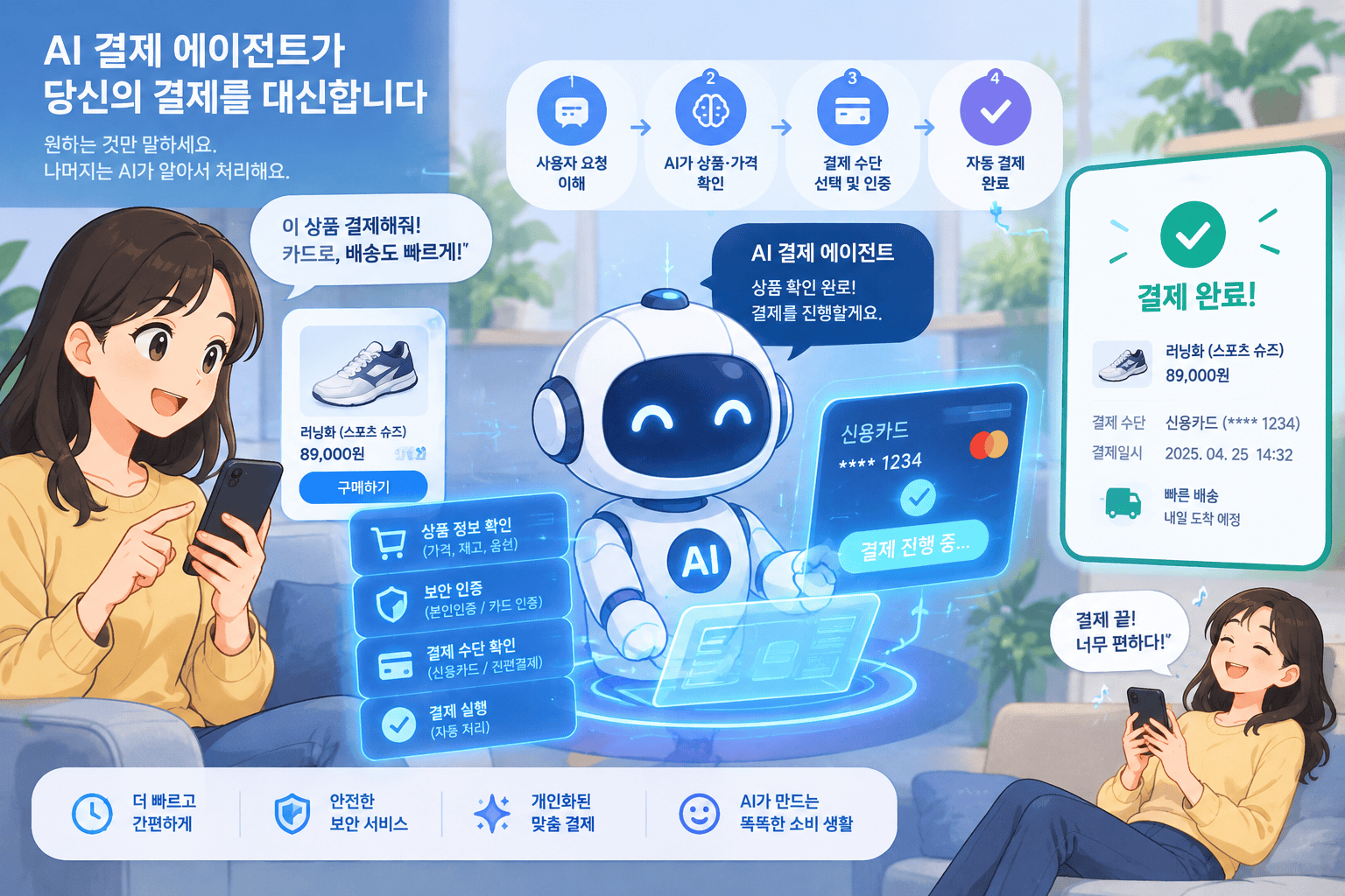 AI 결제 에이전트 작동 모습 일러스트