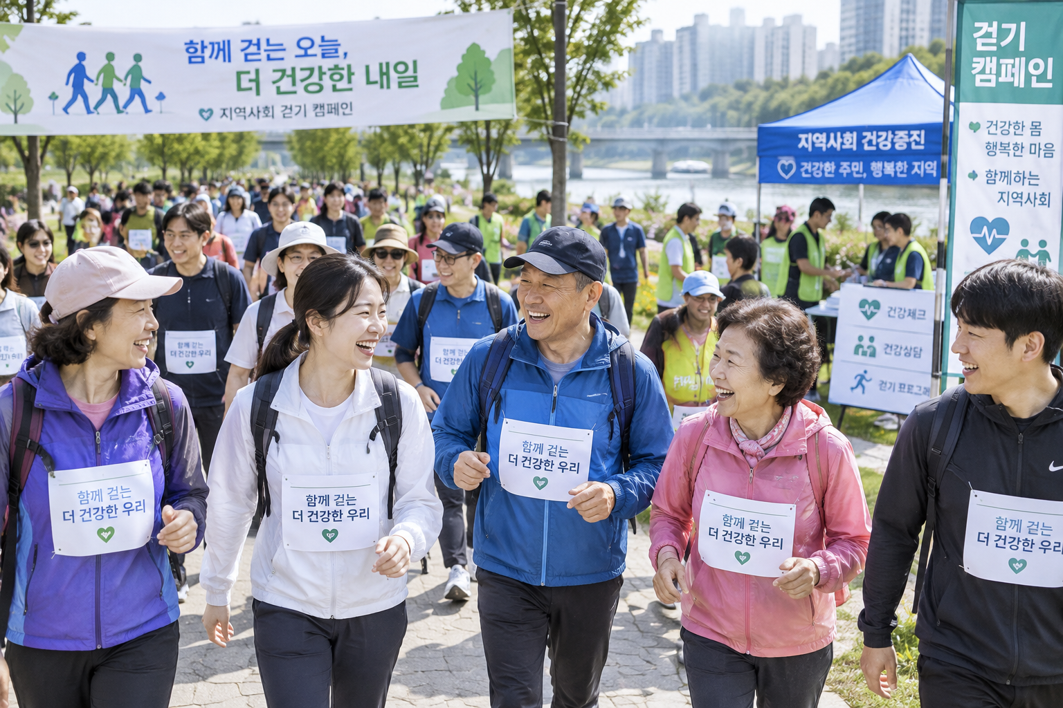 걷기 캠페인 참가자들이 걷는 모습