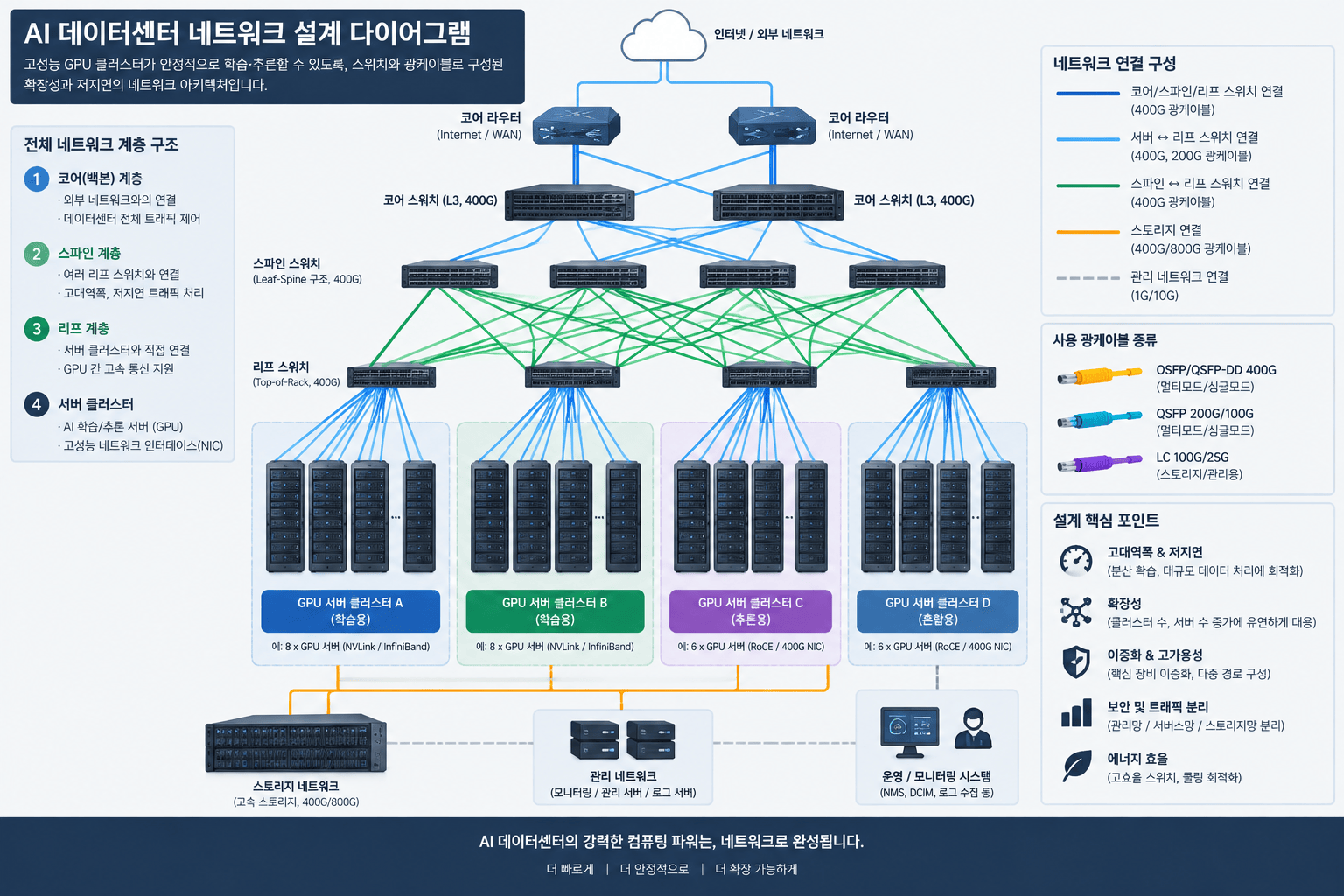 AI 데이터센터 네트워크 설계 다이어그램