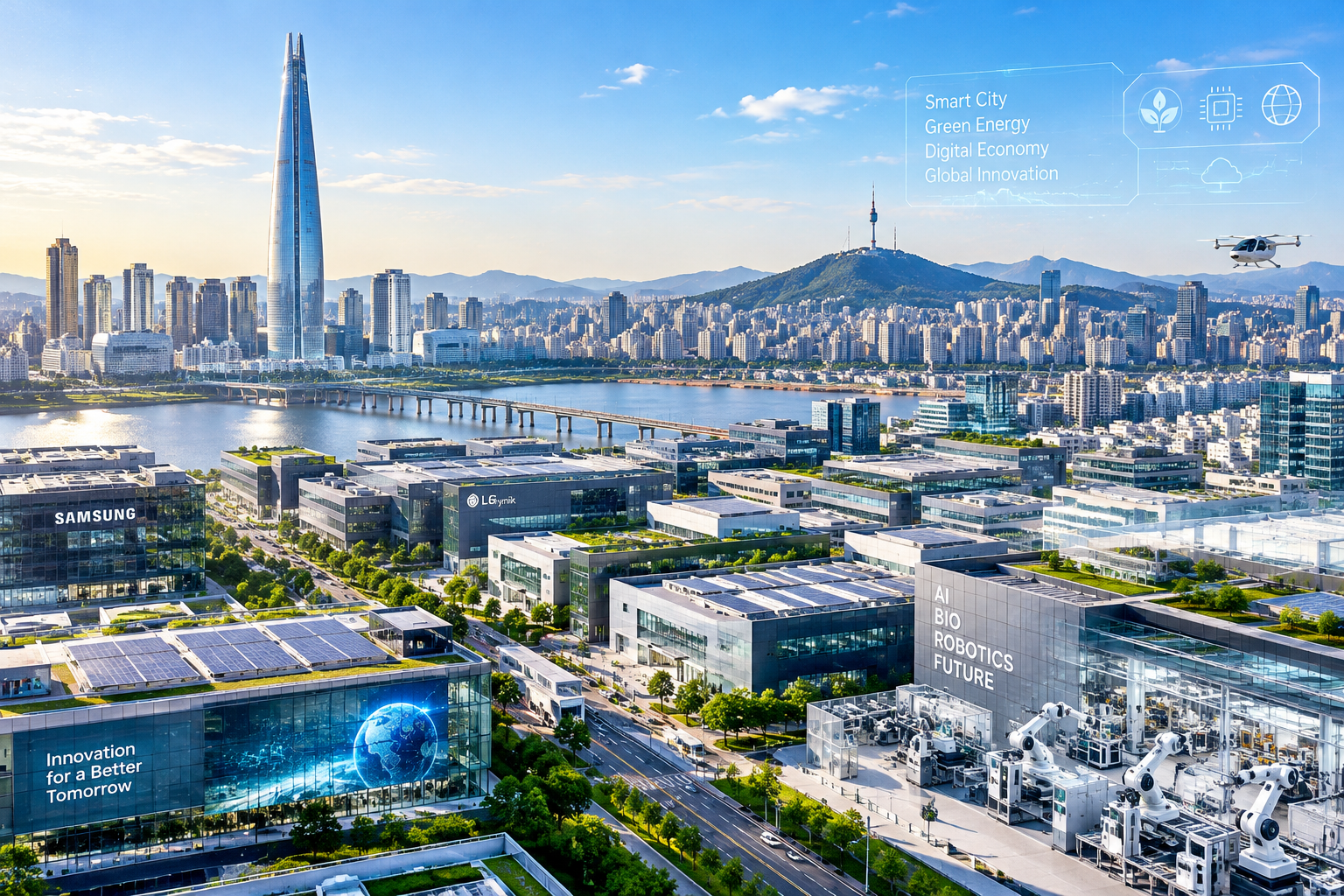 한국 서울과 첨단 산업 단지
