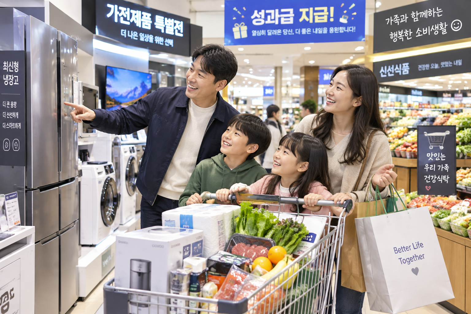 성과급으로 소비하는 가족의 모습