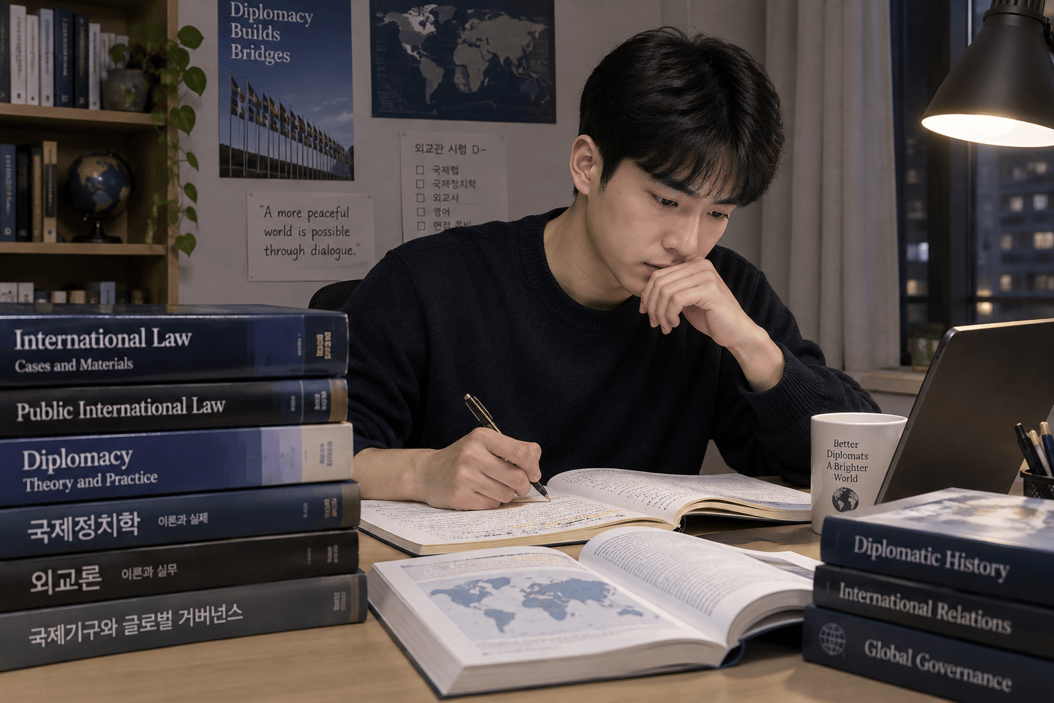 외교관 시험을 준비 중인 수험생