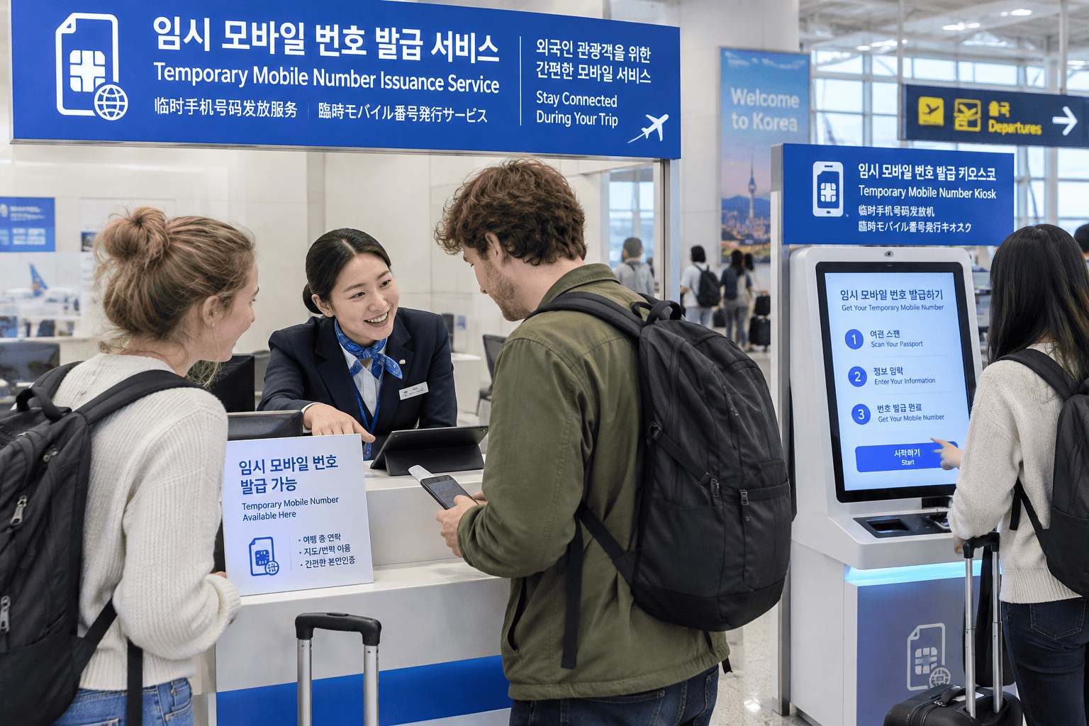 임시 번호 발급 서비스를 이용하는 외국인 관광객