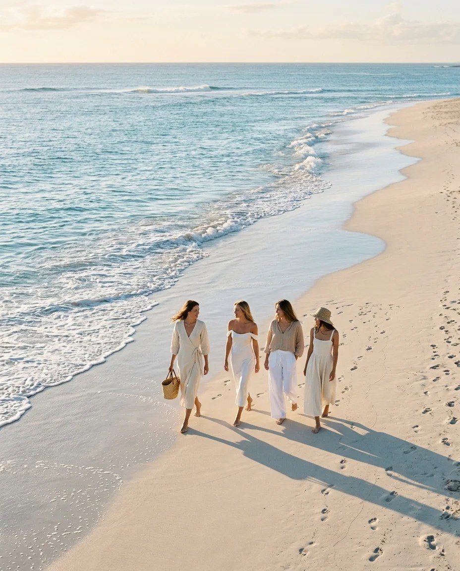 Women walking on the beach during a Women’s Wealth Secrets experience