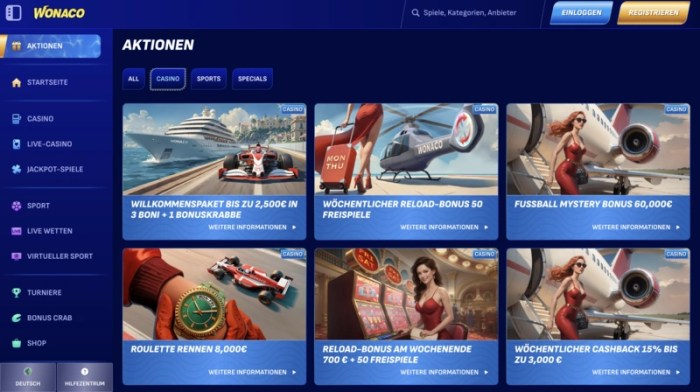 Wonaco Casino 2025: Uneingeschränktes Spielen, schnelle Auszahlungen ...