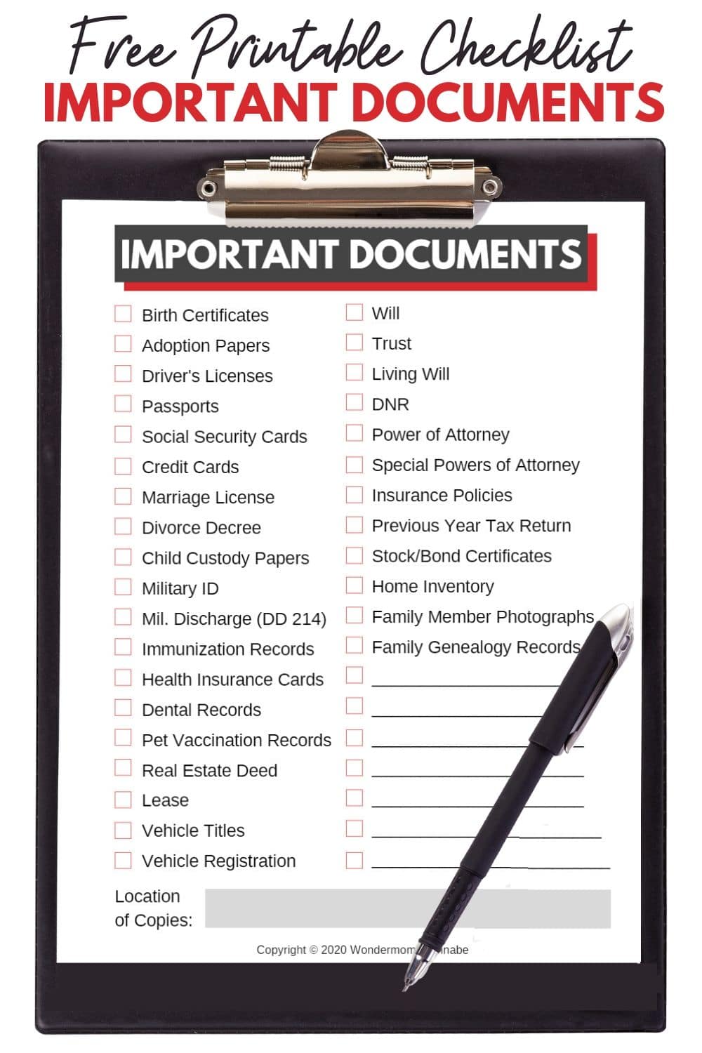 free printable important documents checklist wondermom wannabe