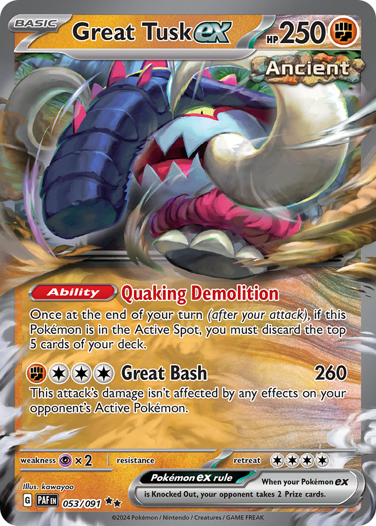 Scarlet & Violet - Paldean Fates - Great Tusk ex 053/91 Double Rare