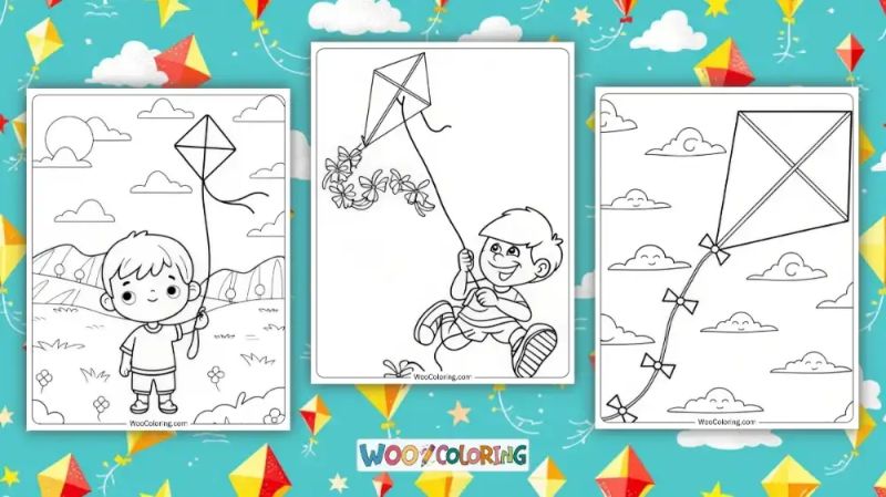 Kite Coloring Page Pdf - Space Image Collection - Desktop Quality