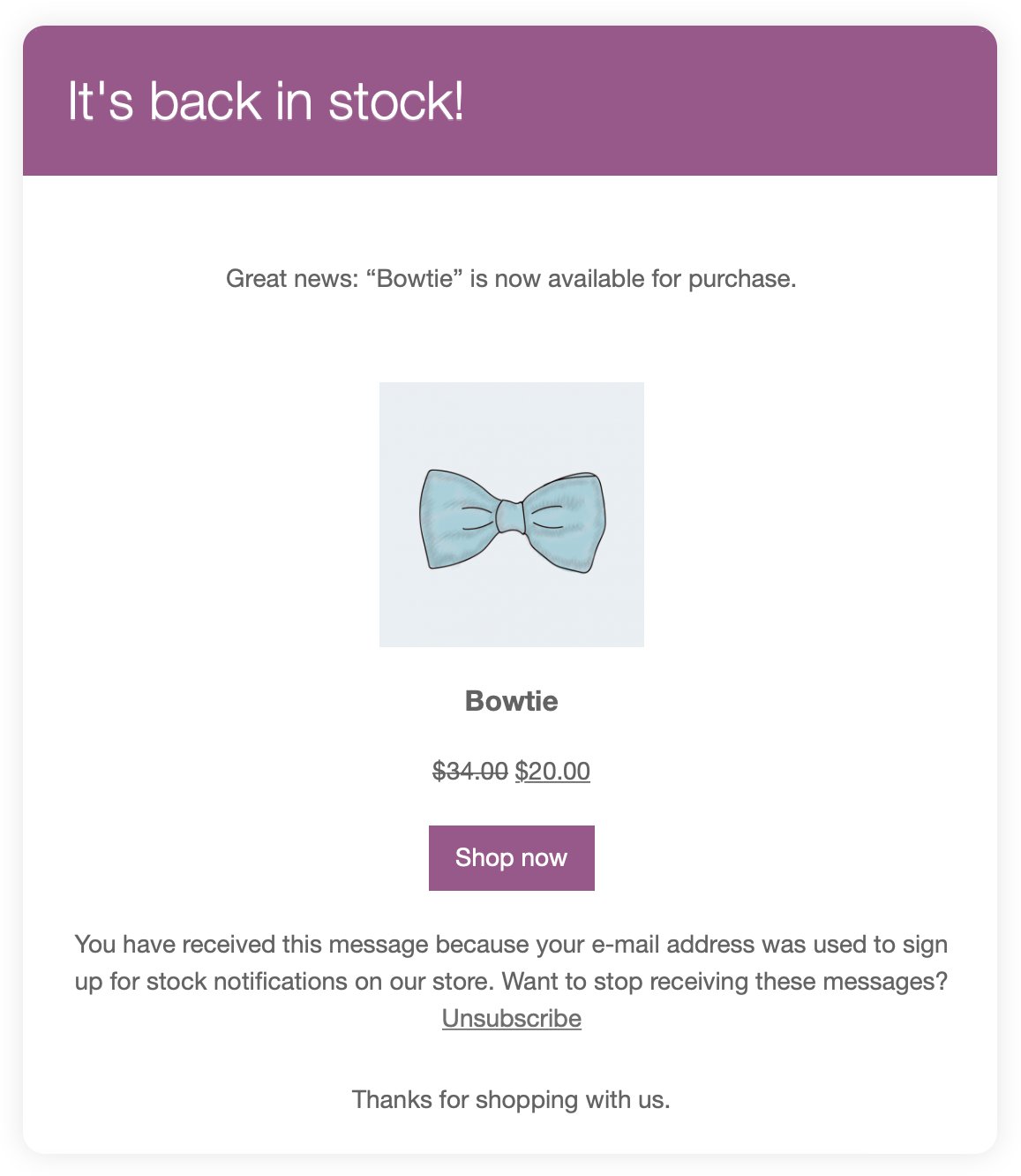 Agora você pode usar o nosso aplicativo para inscrever seus . Woocommerce Back In Stock Notifications