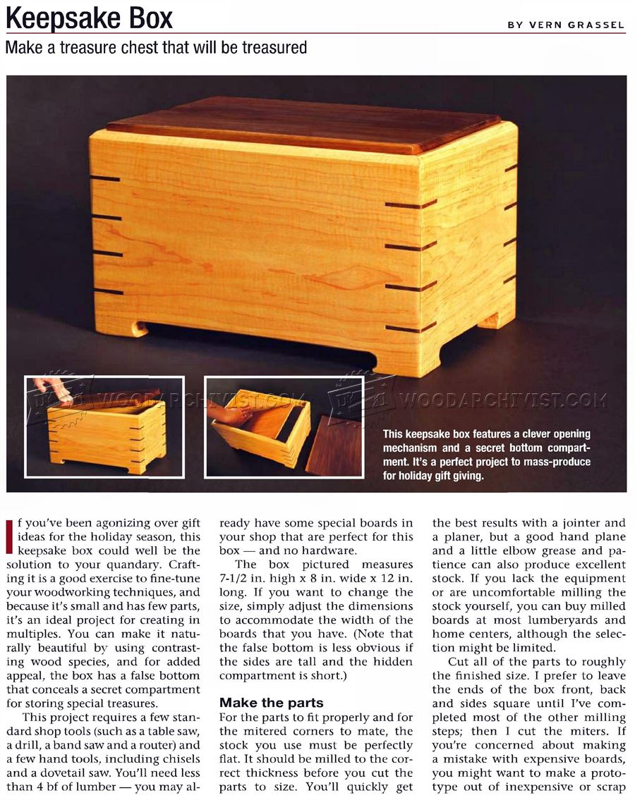 Keepsake Box Plans Woodarchivist