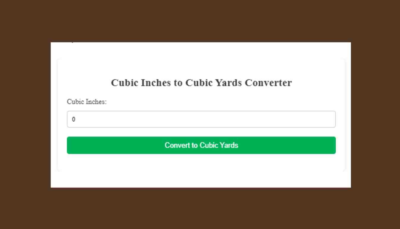 Cubic inches to cubic yards calculator