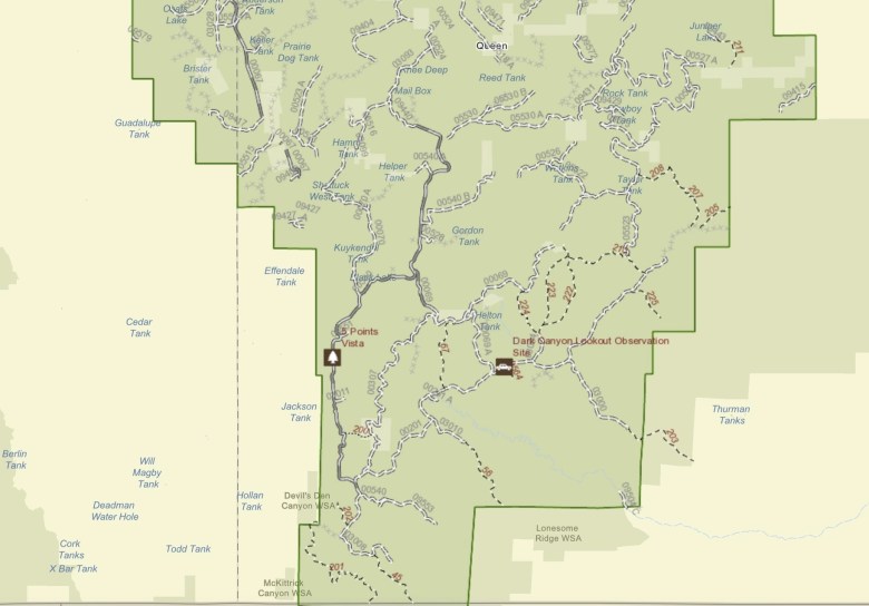 Fireman map of Guadalupe Mountains 