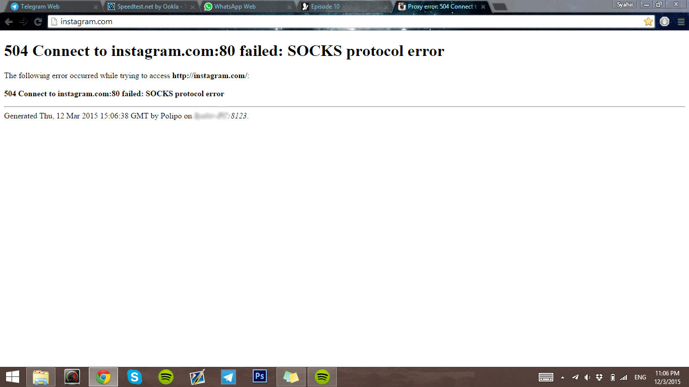 Shadowsocks – 504 connect to youtube.com:80 failed: socks protocol error