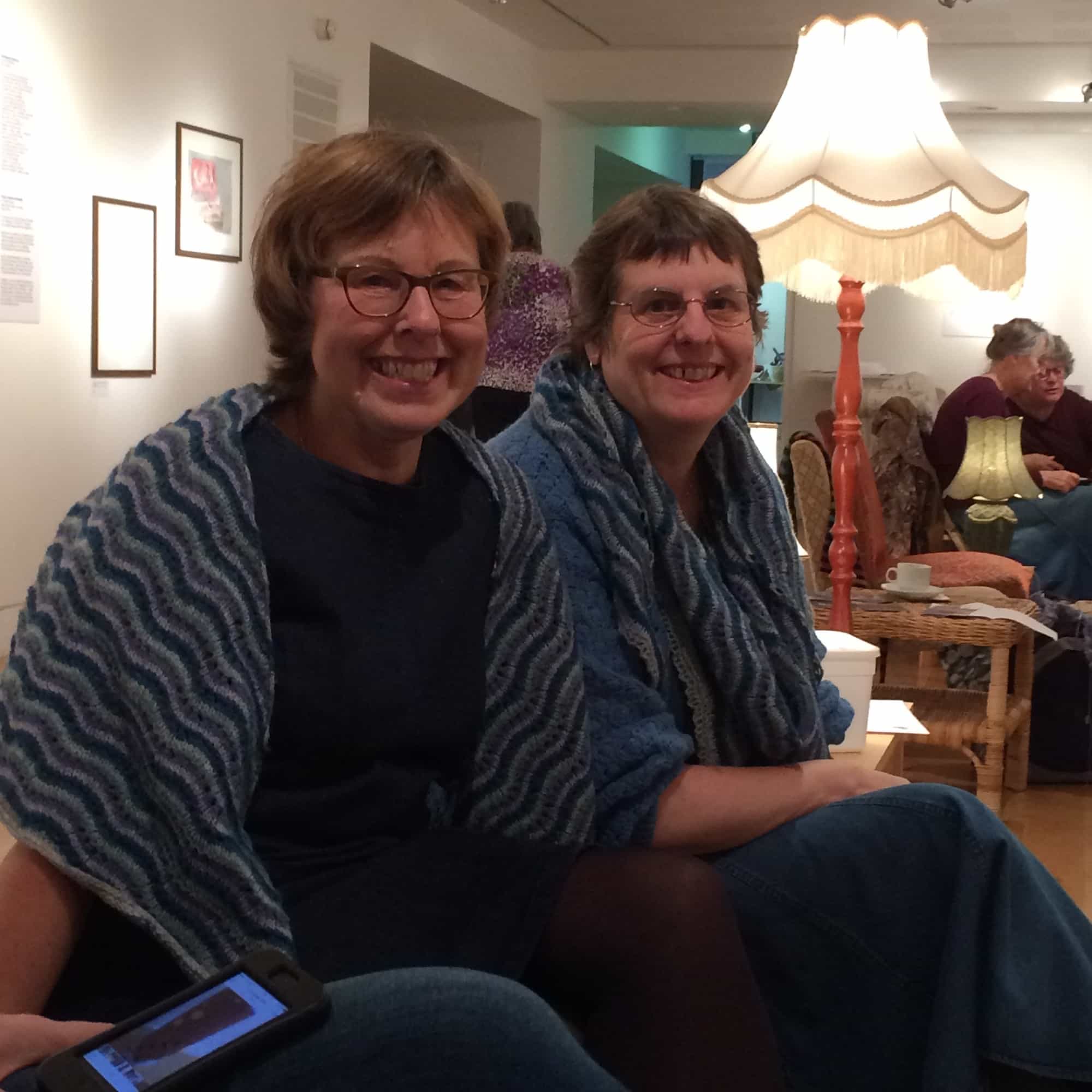 Christine and Heather in their matching Northmavine haps!
