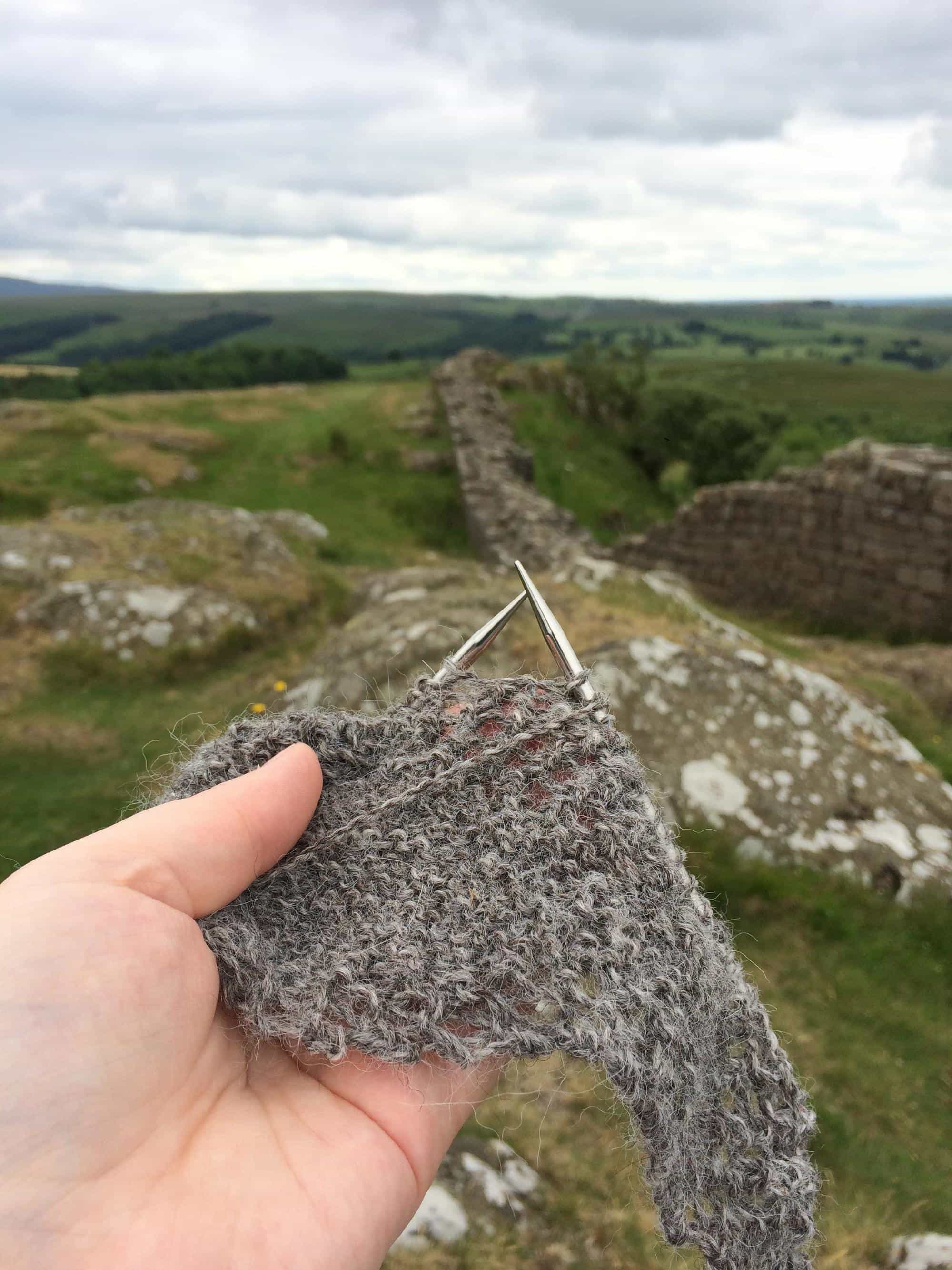 knitting at Hadrian's Wall