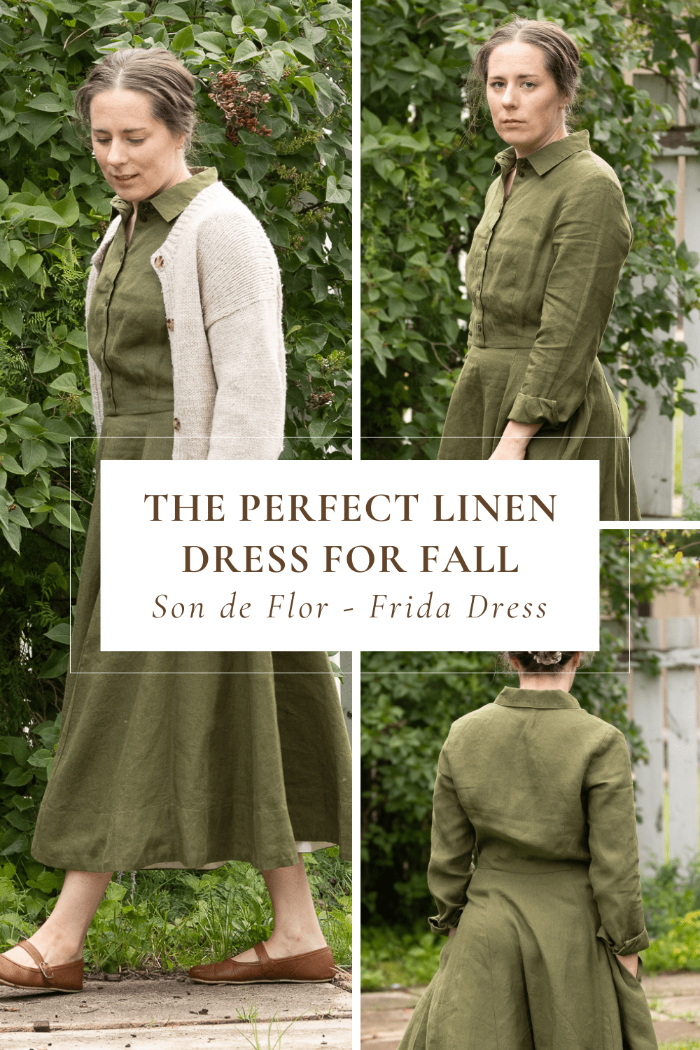 The Frida Dress in Moss Green: A Linen Dress for Fall | Son de Flor Review