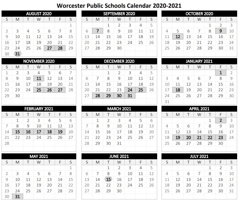 Worcester Public Schools Calendar Holidays 2021 2022 
