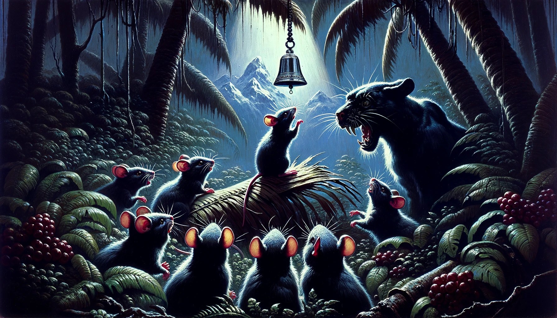Painting of a classic fable and how it compares to a parable.