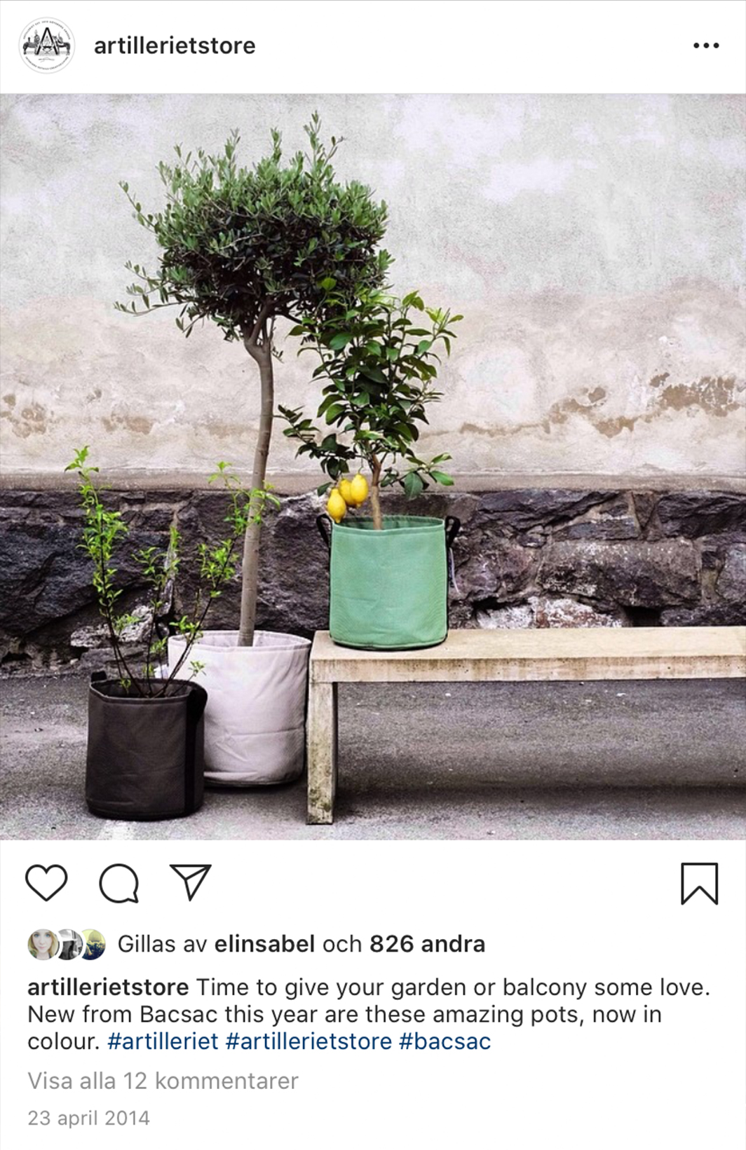 Instagram post of interiors from Artilleriet
