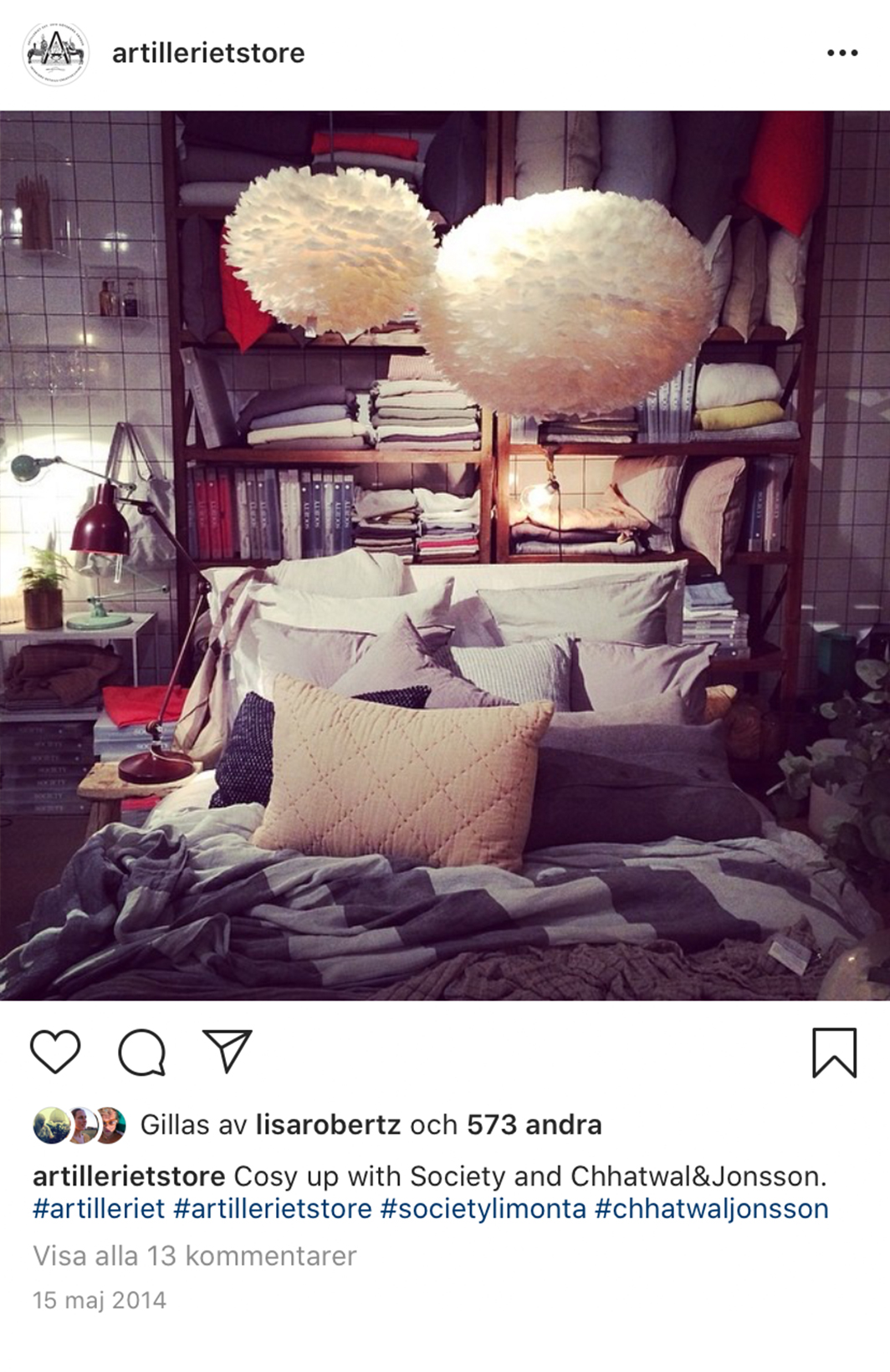 Instagram post of interiors from Artilleriet