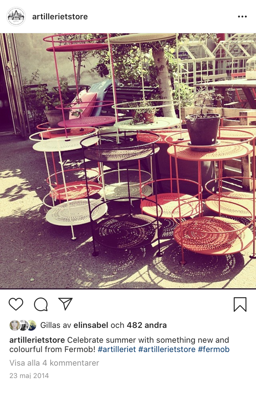 Instagram post of interiors from Artilleriet