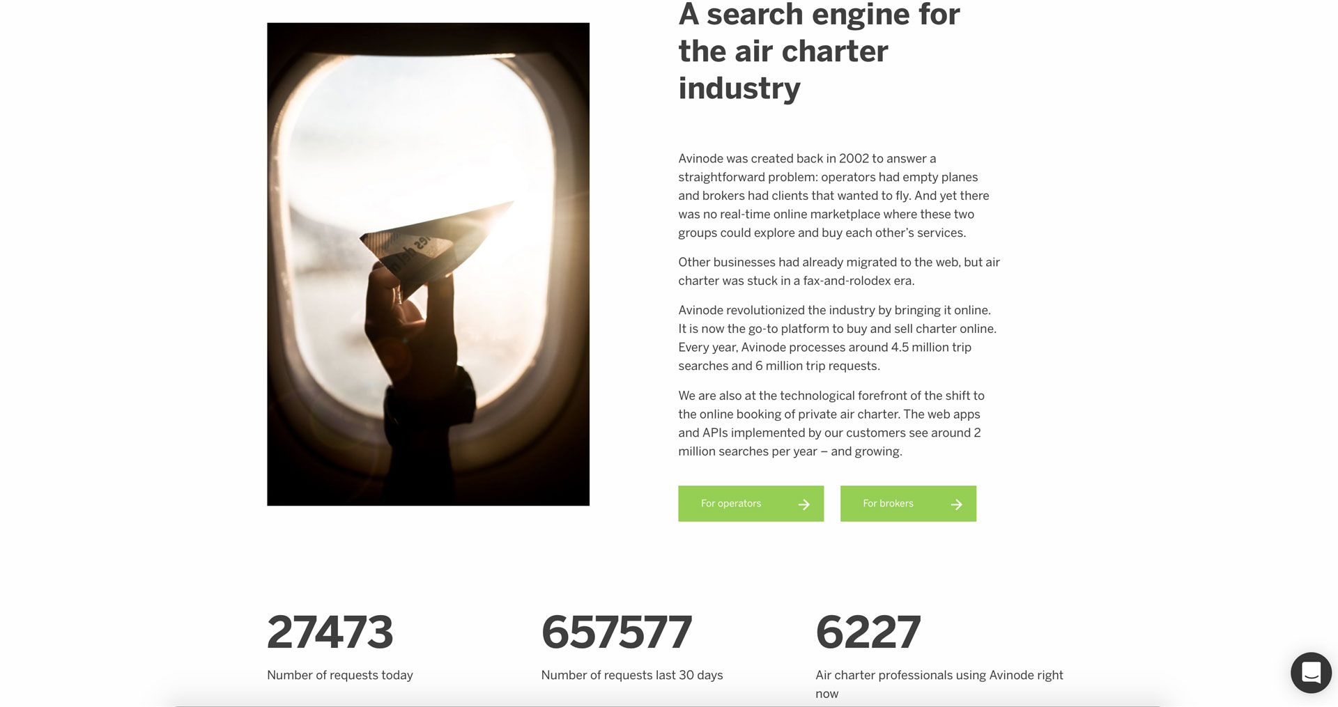 Screenshot of a brief summary of what Avinode is from webpage